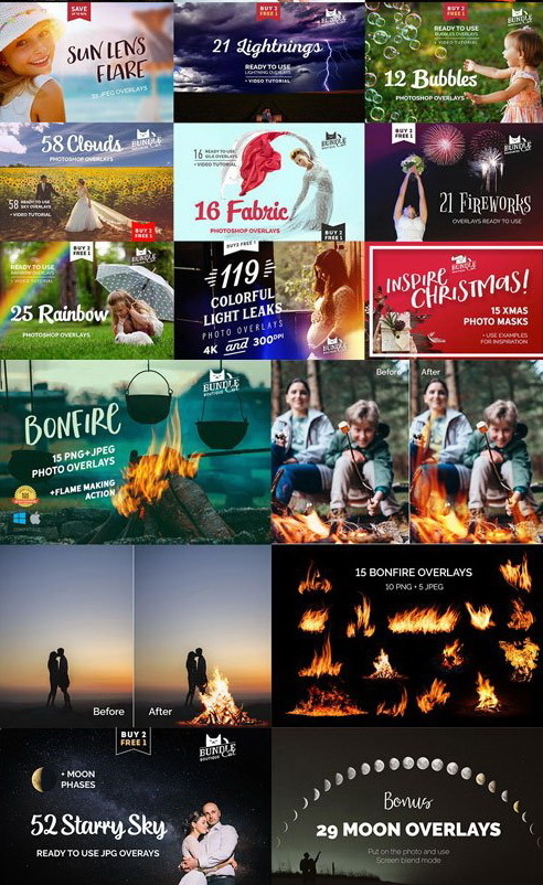 1000+ Photo Overlays, Bonfire Overlays, Starry Sky Overlays, Butterfly, Fabric Overlays + More! 2.1GB - 250RB B