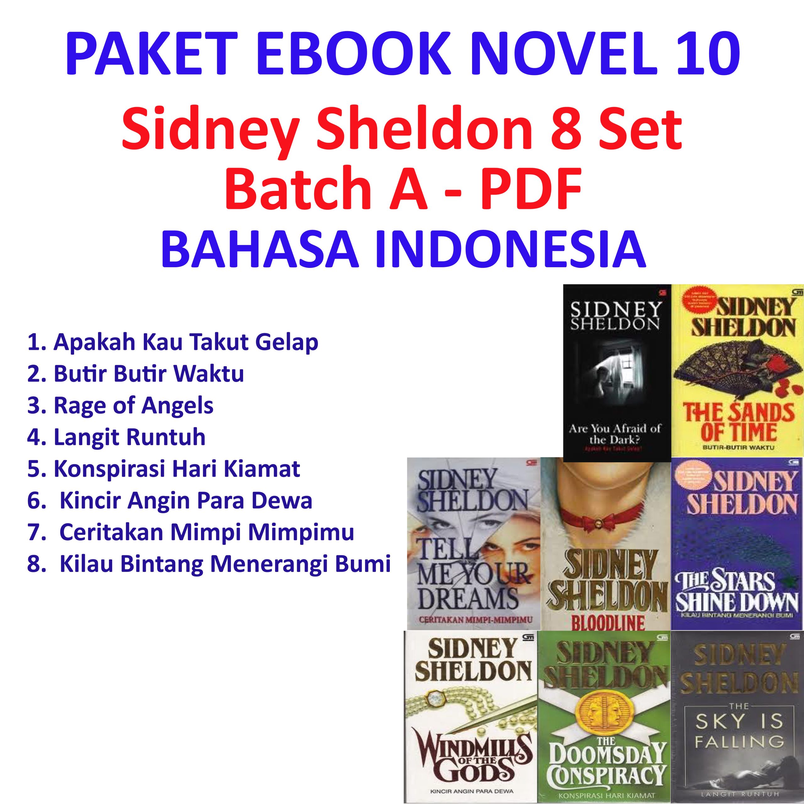Paket Novel 10 Sidney Sheldon 8 Set Batch A Bahasa Indonesia PDF 95rb