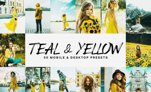 LR2538 CreativeMarket - 50 Teal & Yellow Mobile ACR LUTs 4747346 A