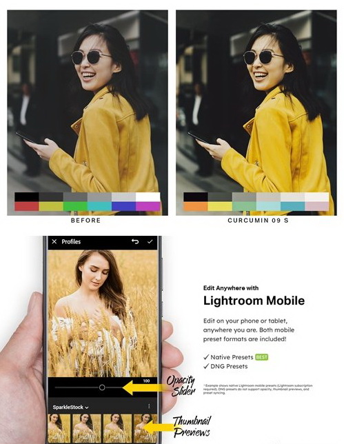 LR2750 CreativeMarket - 50 Tumeric Yellow Presets Mobile ACR LUTs 4834012