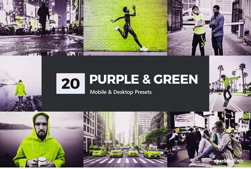 LR3829 CreativeMarket - 20 Purple & Green Presets Mobile ACR LUTs 5234342 A