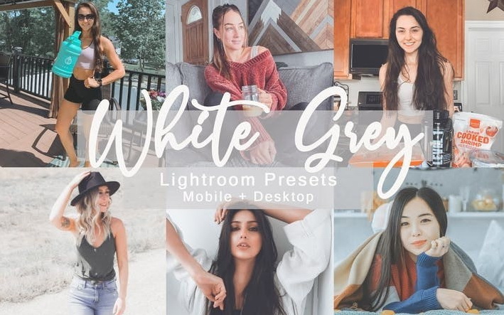 LR3859 White Grey Presets Bundle Mobile Desktop ACR A