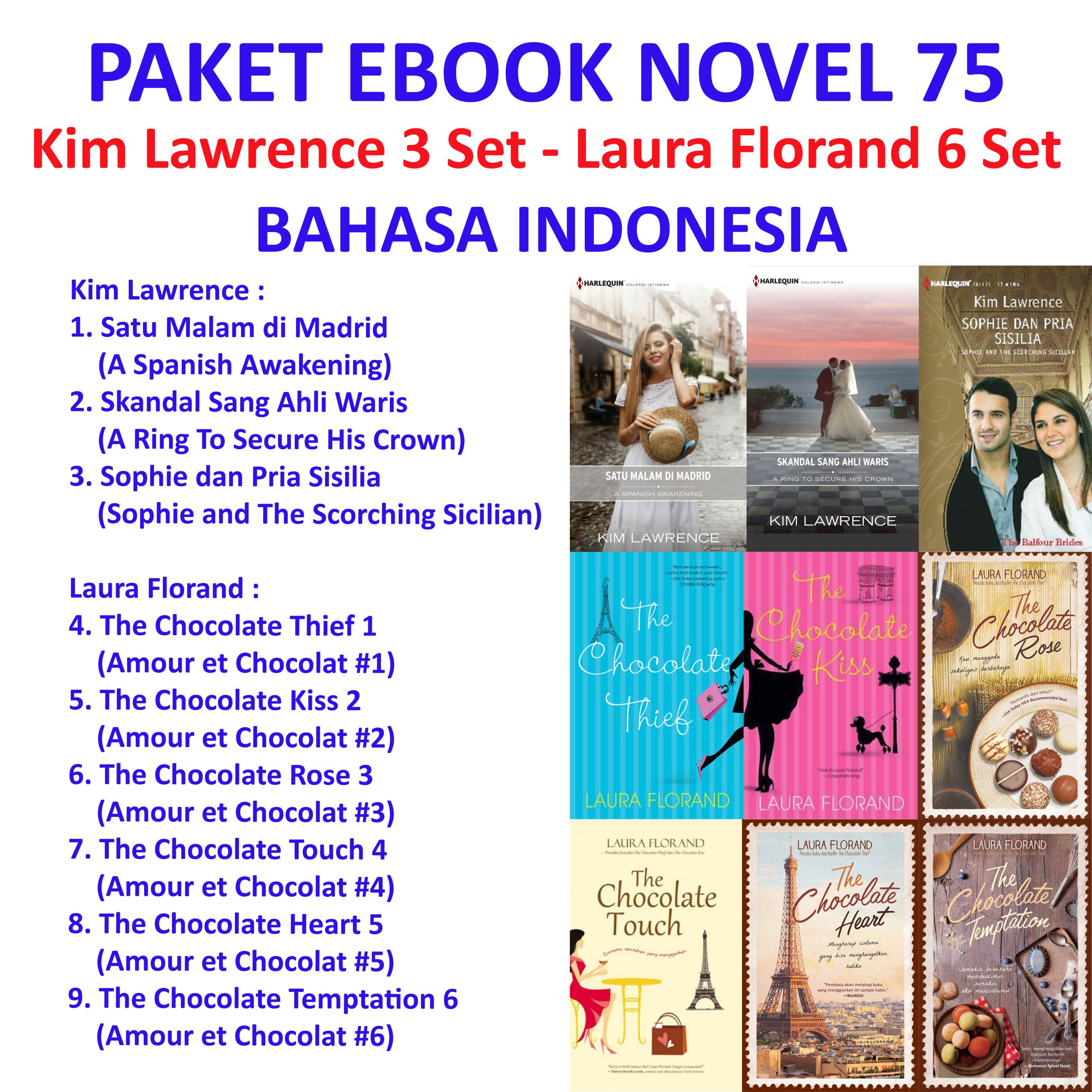 Paket Novel 75 Kim Lawrence 3 Set - Laura Florand 6 Set INDONESIA 125RB