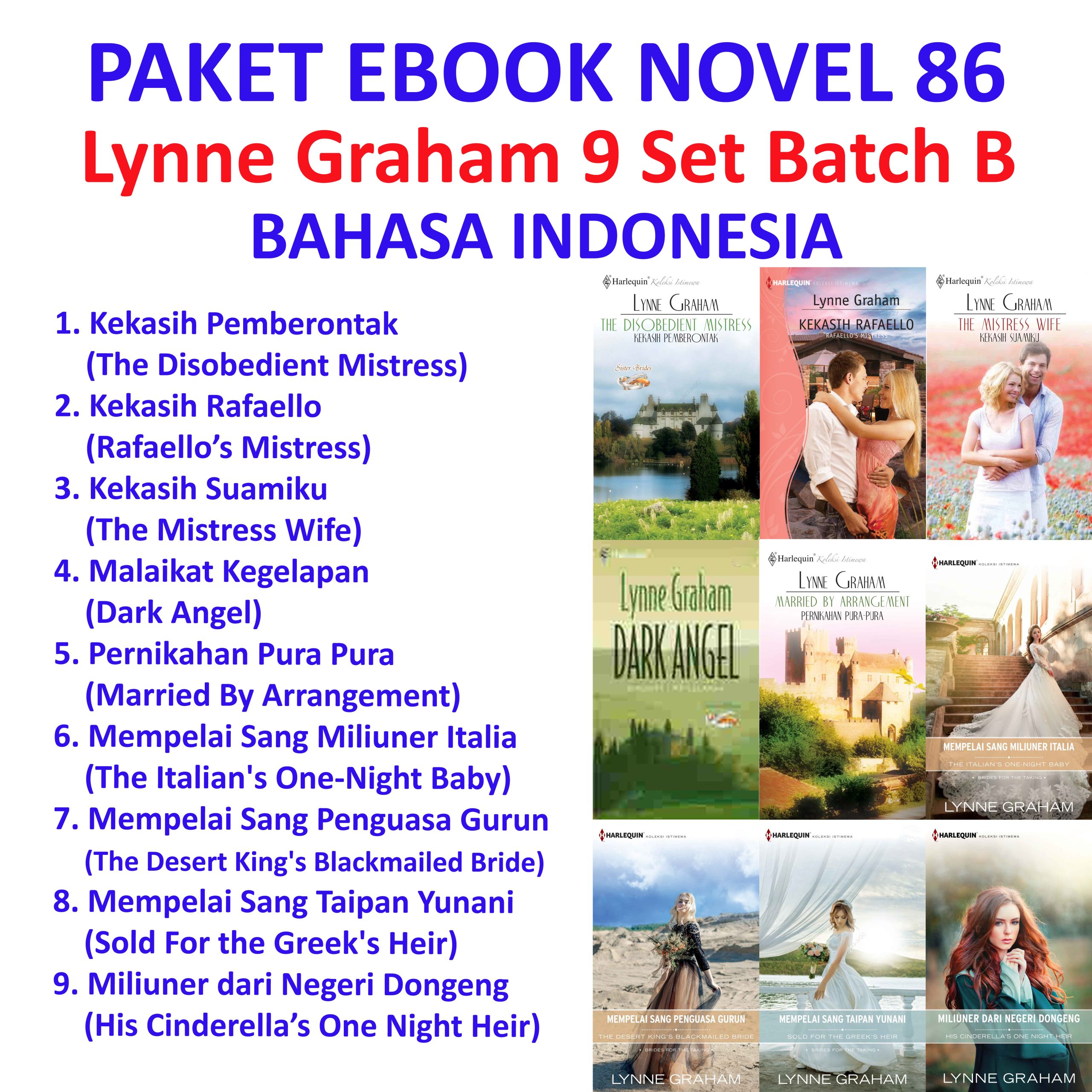 Paket Novel 86 Lynne Graham 9 Set Batch B INDONESIA 125RB